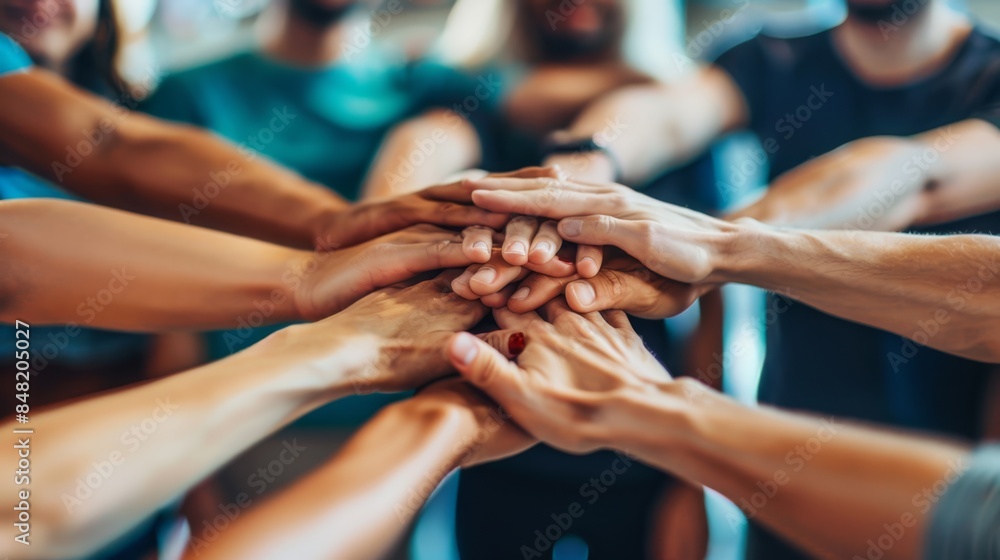 Obraz premium The group joining hands