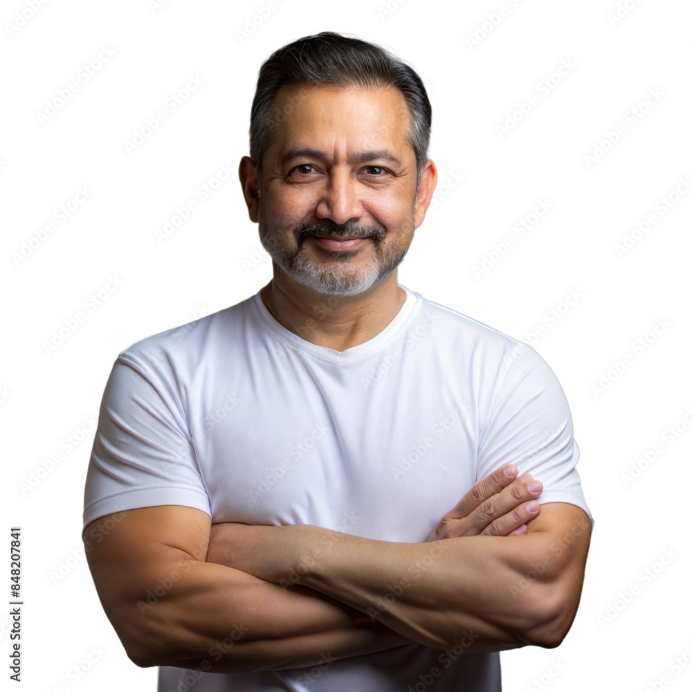 Confident senior man with arms crossed on a transparent background Confident senior man with arms crossed on a transparent background
