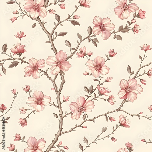 Wallpaper Mural Delicate and Vibrant Pink Floral Blooms Adorning Lush Spring Branches Torontodigital.ca