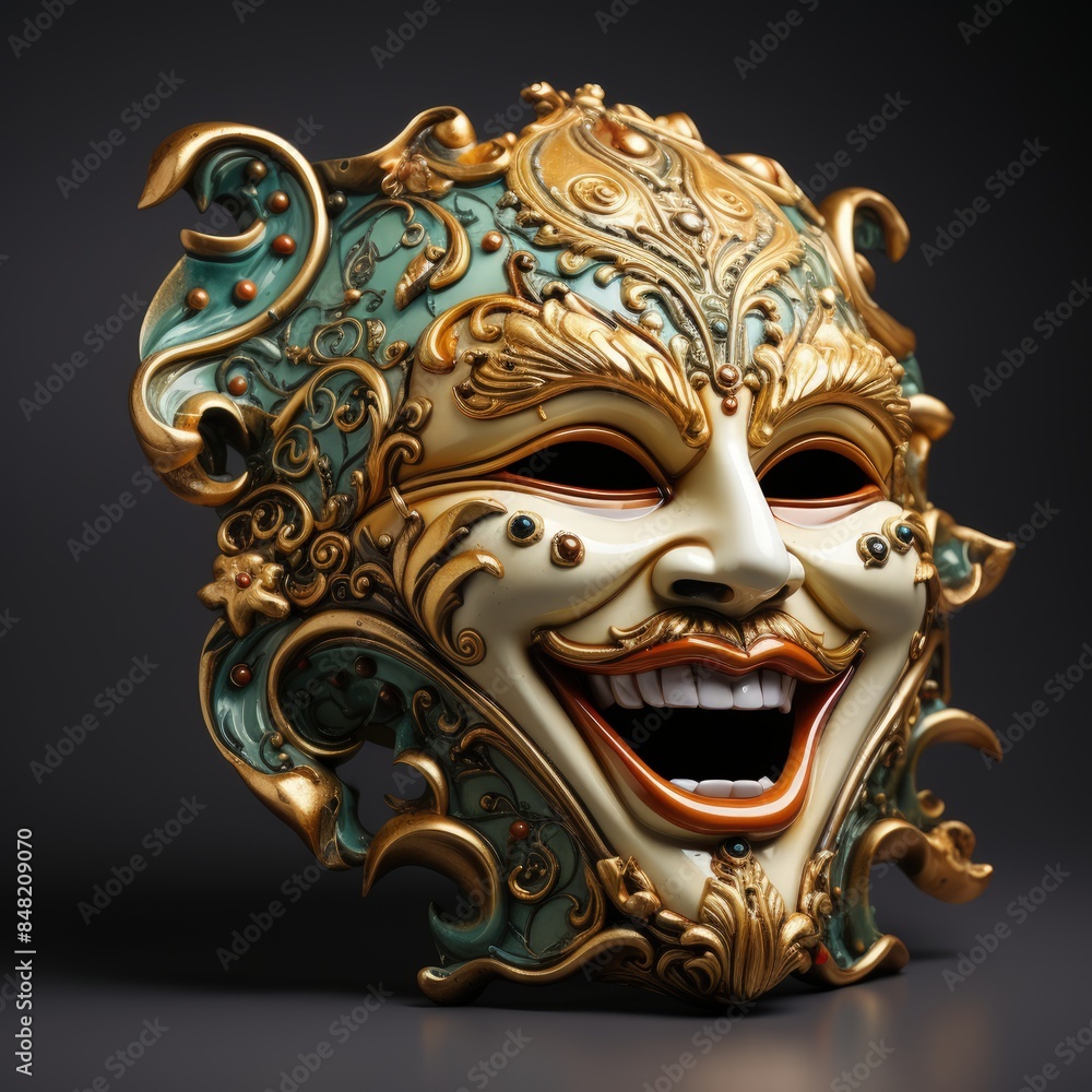 a gold mask with a dark background a gold mask with a dark background