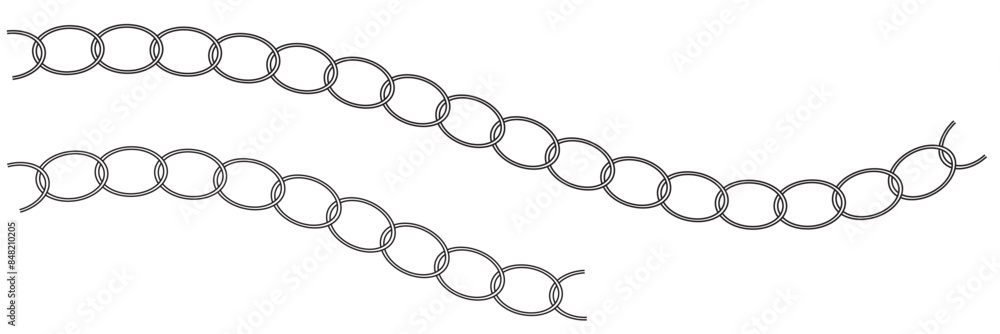 Vector illustration of chain pattern set of braided ropes in black and white color Vector illustration of chain pattern set of braided ropes in black and white color