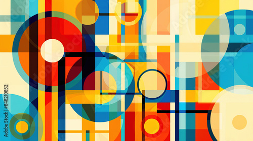 Colorful abstract art background in modular constructivism style