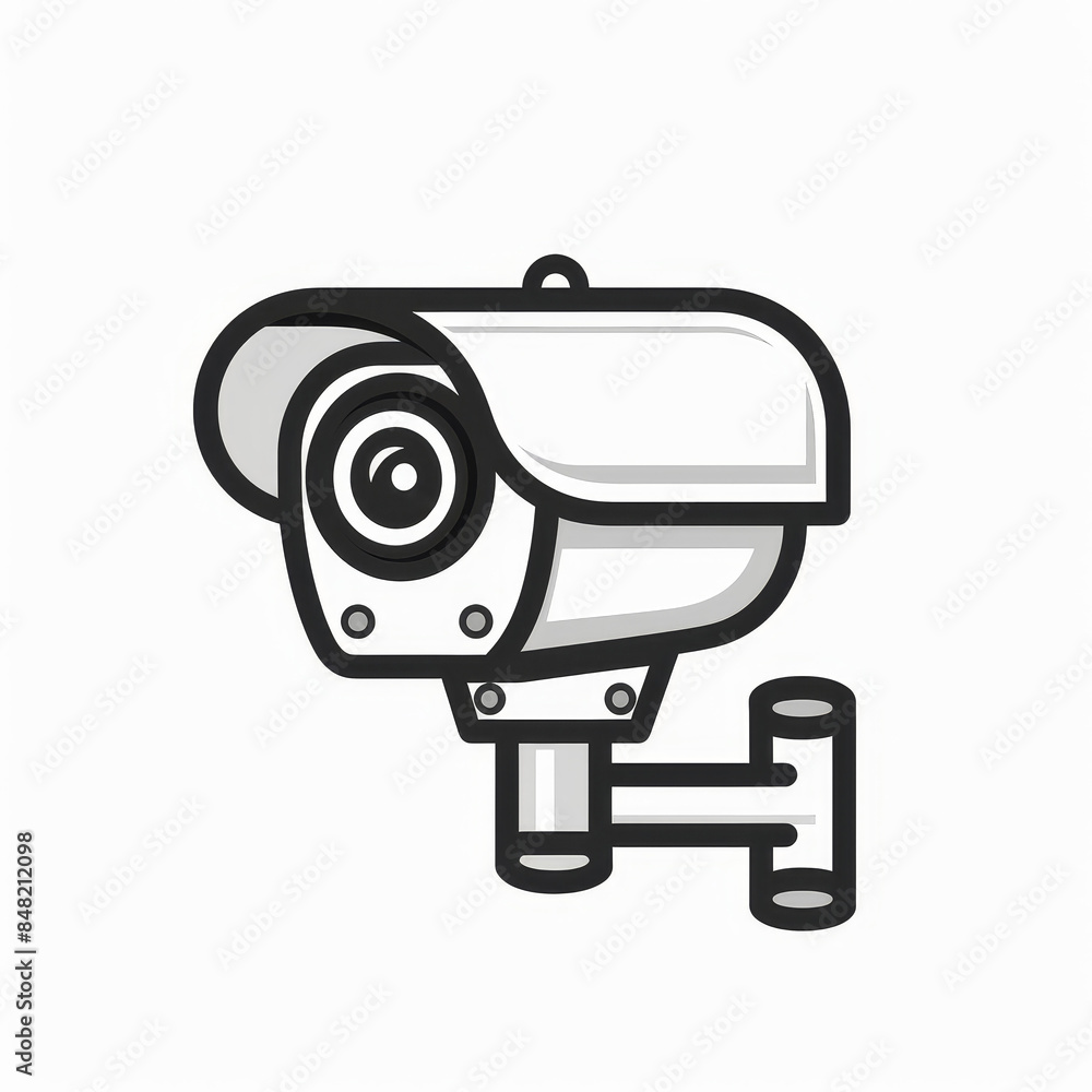Simple line art design of CCTV camera icon in flat vector style Simple line art design of CCTV camera icon in flat vector style
