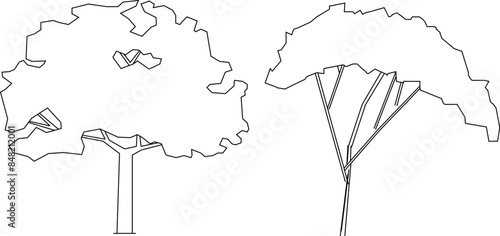 Sketsa ilustrasi siluet vektor desain detail tanaman pohon palem artistik dengan banyak daun dan ranting