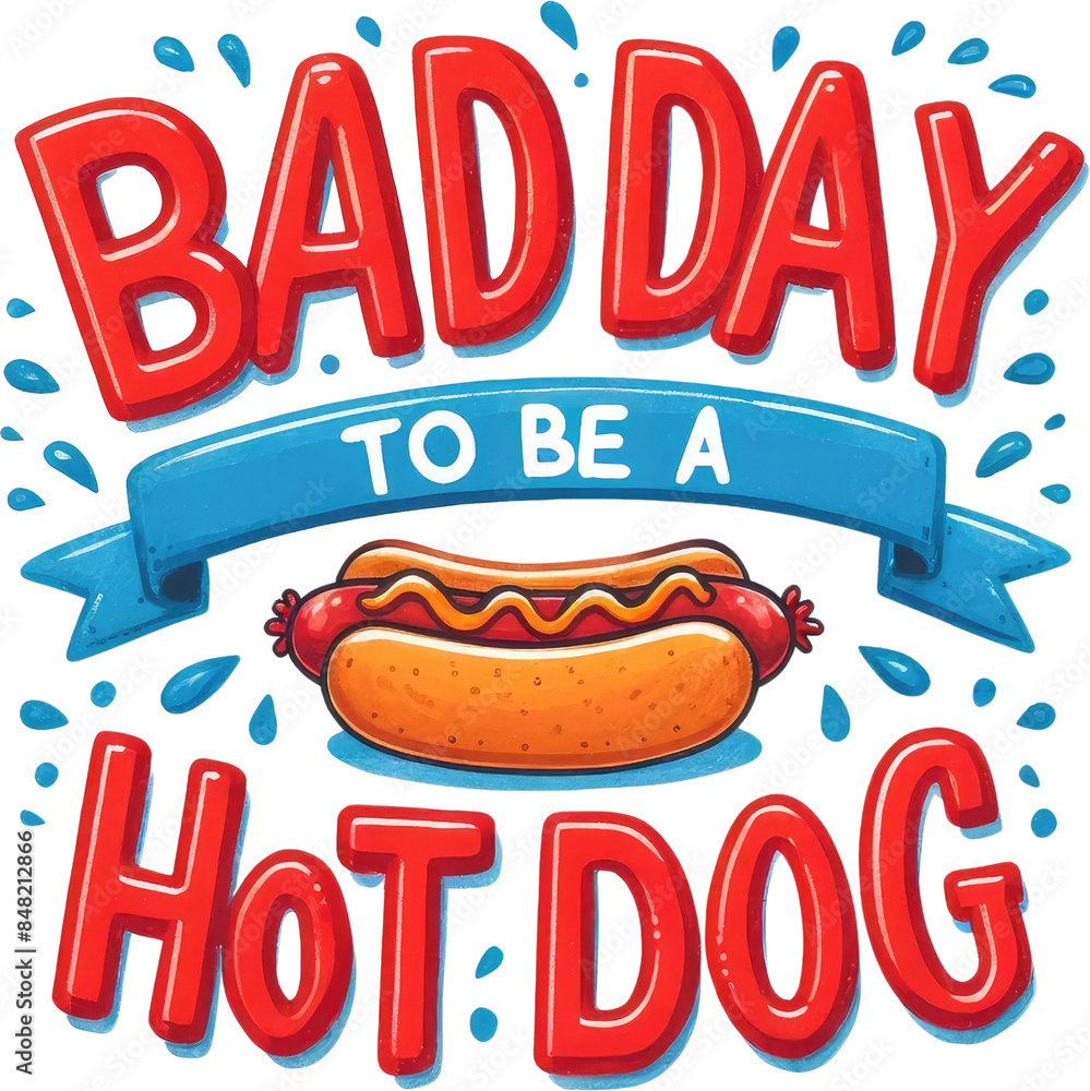 Watercolor Hot Dog Clipart for National Hot Dog Day. Fun and Whimsical