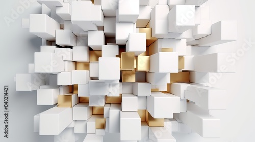 3D abstract modern geometric square horizontal futuristic background