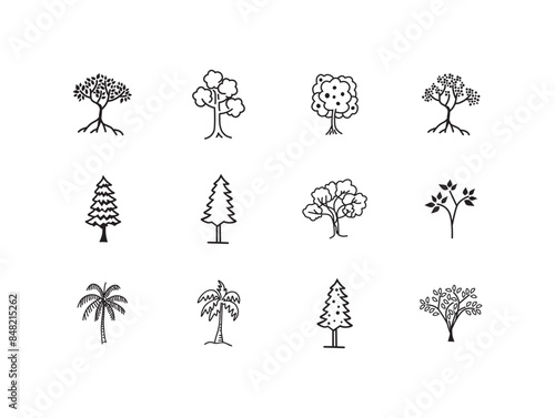 tree cartoon hand drawing collections