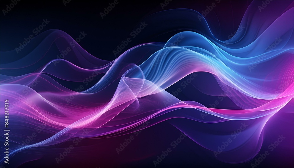 Intricately flowing pink blue purple waves on black background. Smooth curvy shape fluid background. Transparent smooth wave. Colored smoke whiffs and swirls Intricately flowing pink blue purple waves on black background. Smooth curvy shape fluid background. Transparent smooth wave. Colored smoke whiffs and swirls