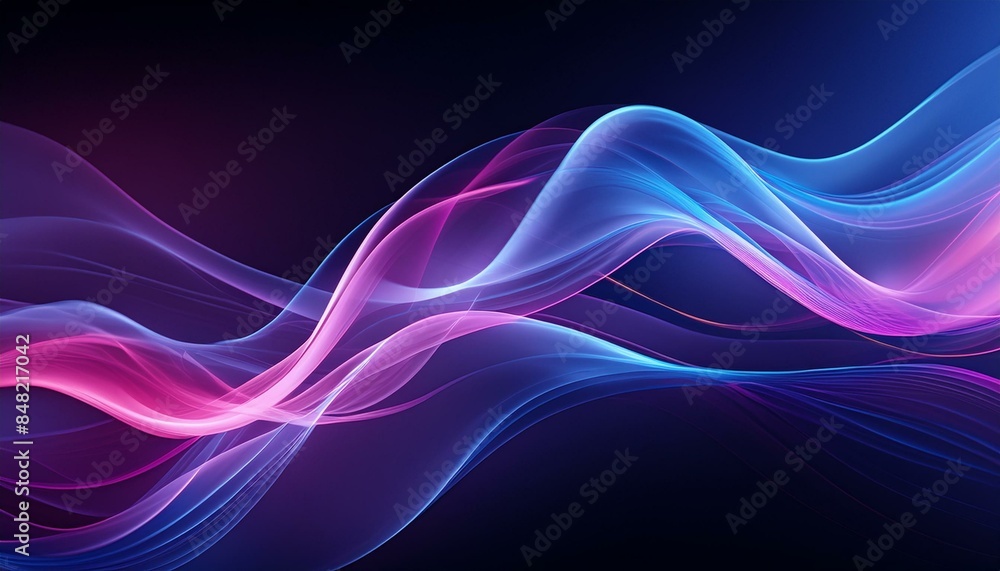 Intricately flowing pink blue purple waves on black background. Smooth curvy shape fluid background. Transparent smooth wave. Colored smoke whiffs and swirls Intricately flowing pink blue purple waves on black background. Smooth curvy shape fluid background. Transparent smooth wave. Colored smoke whiffs and swirls