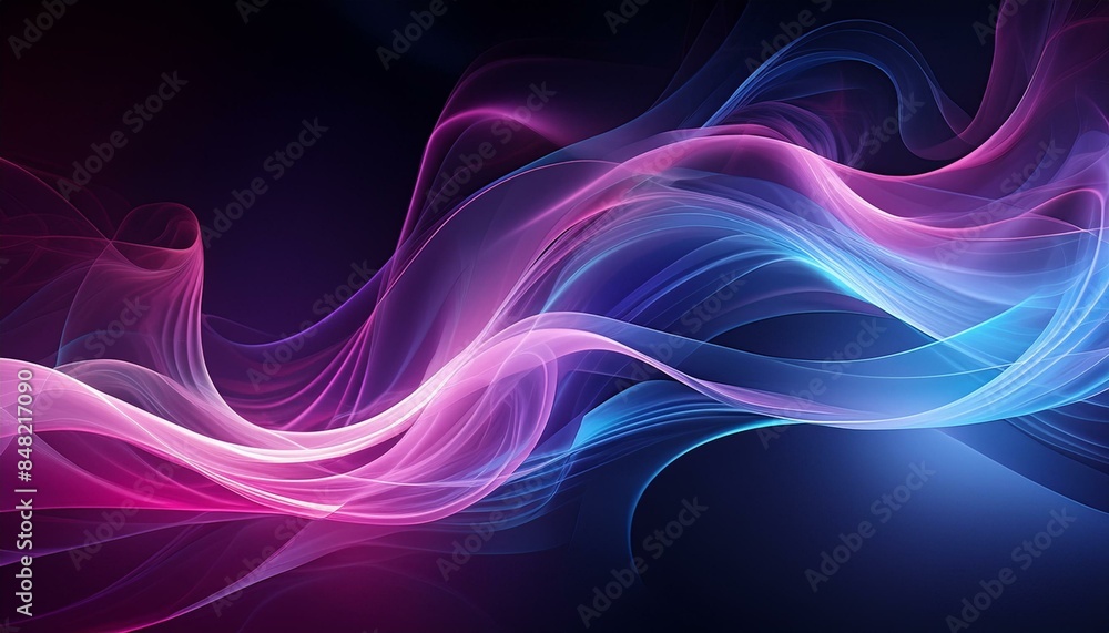 Intricately flowing pink blue purple waves on black background. Smooth curvy shape fluid background. Transparent smooth wave. Colored smoke whiffs and swirls Intricately flowing pink blue purple waves on black background. Smooth curvy shape fluid background. Transparent smooth wave. Colored smoke whiffs and swirls