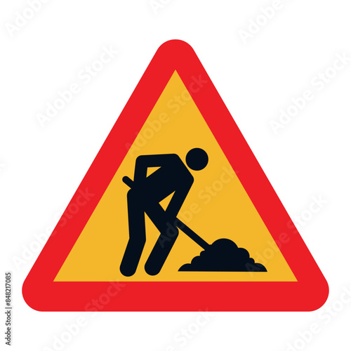 DANGER TRAFFIC SIGNS OF SPAIN, P-18 - Under construction