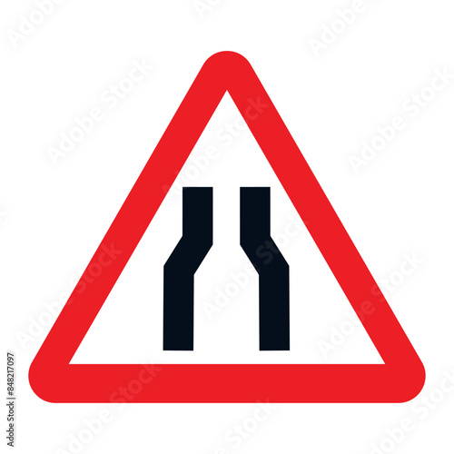 DANGER TRAFFIC SIGNS OF SPAIN, P-17 - Road narrowing