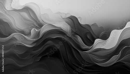 Abstract Monochrome Waves Digital Art Print photo