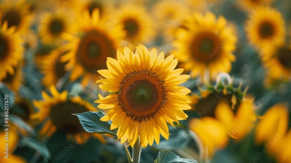 A vibrant sunflower field in full bloom. A vibrant sunflower field in full bloom.