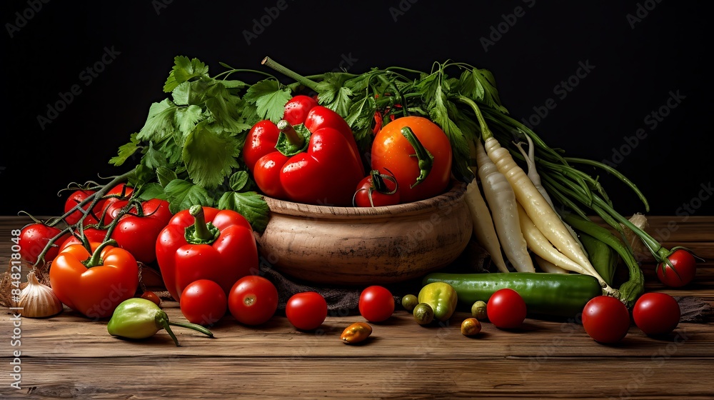 Textured Background with a Variety of Vegetables Textured Background with a Variety of Vegetables