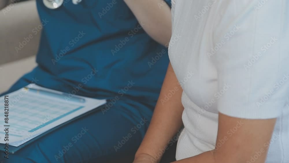 Doctor and patient discussing something while sitting at the table . Medicine and health care concept. Doctor and patient Doctor and patient discussing something while sitting at the table . Medicine and health care concept. Doctor and patient