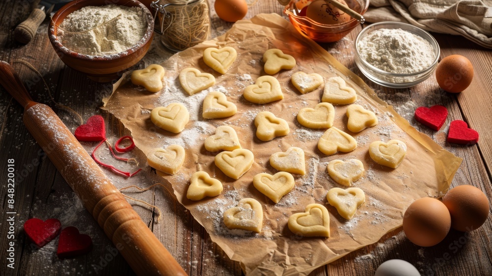 The heart-shaped cookie dough The heart-shaped cookie dough