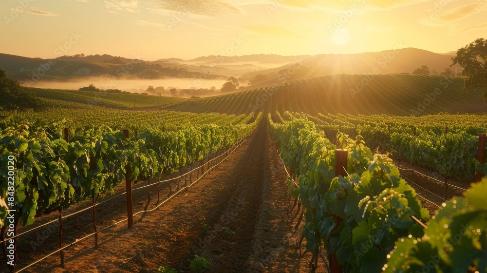 Fototapeta premium The Vineyard at Sunrise