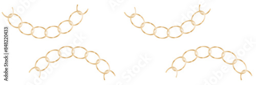 Vector illustration of chain pattern set of braided ropes in black and white color