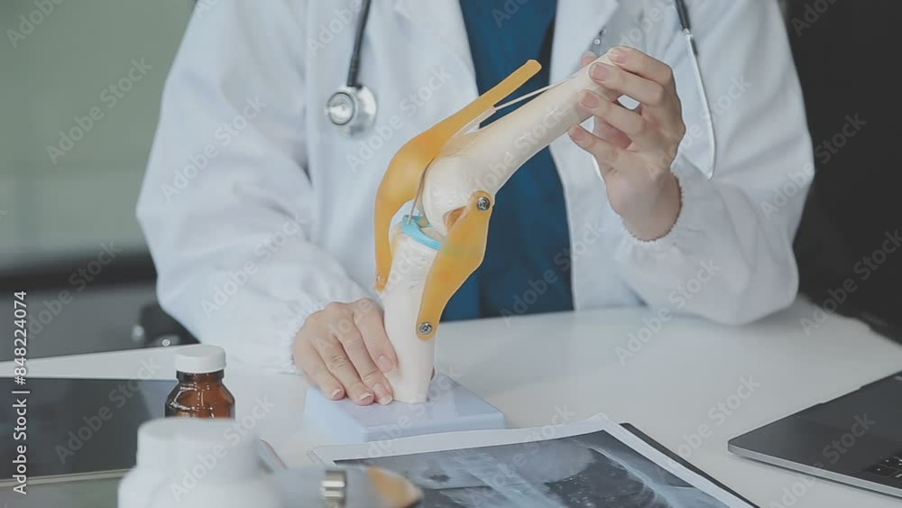 Doctor and nurse examining patient's medical records and medical team working on the background Doctor and nurse examining patient's medical records and medical team working on the background