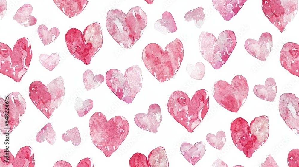 Pastel pink heart pattern on white background for Valentine's Day designs. Pastel pink heart pattern on white background for Valentine's Day designs.