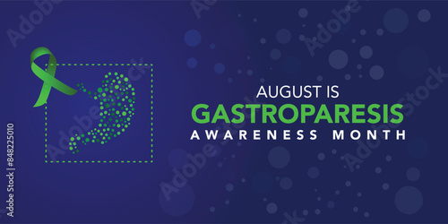 Gastroparesis awareness month is observed every year in august. Low poly style design. Geometric background. Vector template for banner. Isolated vector illustration.
