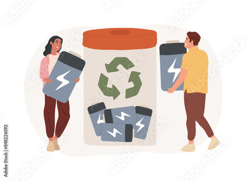 Battery recycling isolated concept vector illustration.