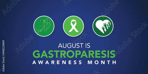 Gastroparesis awareness month is observed every year in august. Low poly style design. Geometric background. Vector template for banner. Isolated vector illustration.
