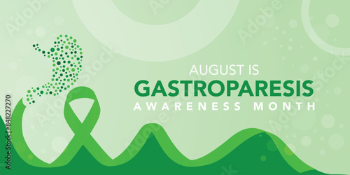 Gastroparesis awareness month is observed every year in august. Low poly style design. Geometric background. Vector template for banner. Isolated vector illustration.
