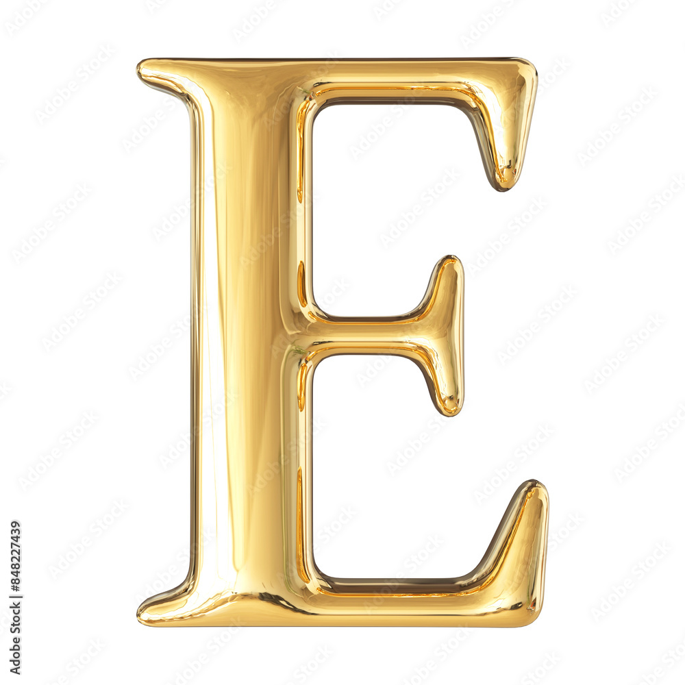 Gold 3D Font Letter E uppercase Gold 3D Font Letter E uppercase