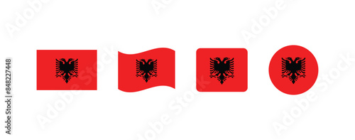 Vector Albania flag. Set of Albania Flags Collection. 
