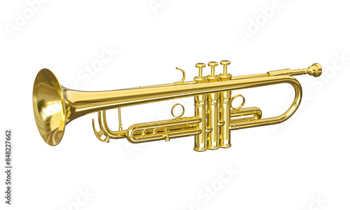 Foto Golden trumpet on transparent background