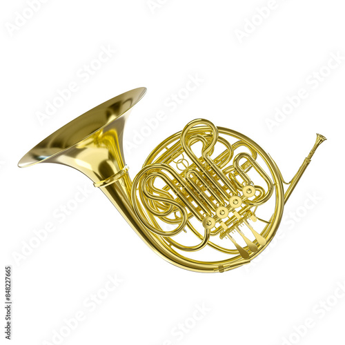 Fototapeta Golden french horn on transparent background