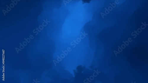 Space Nebula science astronomy background. Fly through large blue nebula. Starry outer space background. Nebula Space
