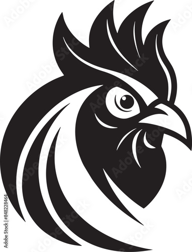 minimal and mordern rooster logo illustration black and white