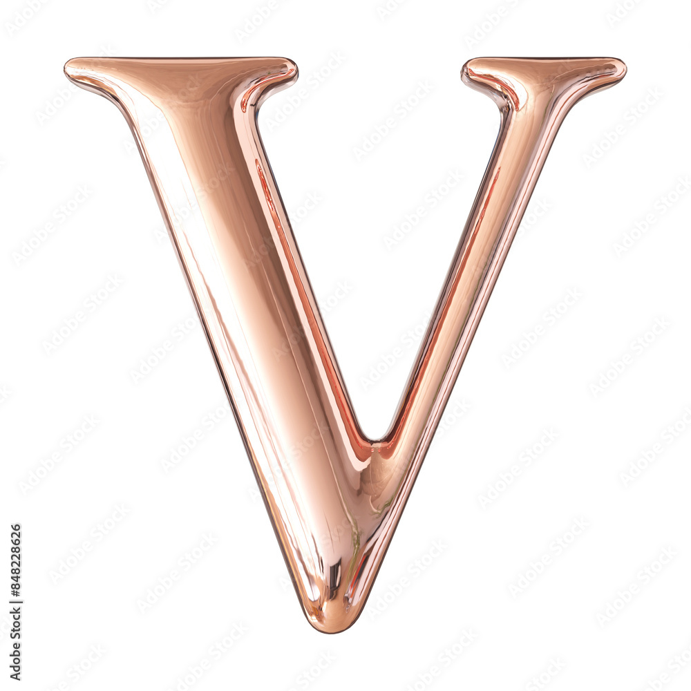 Rose Gold 3D Font Letter V uppercase Rose Gold 3D Font Letter V uppercase