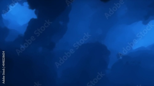 Space Nebula science astronomy background. Fly through large blue nebula. Starry outer space background. Nebula Space