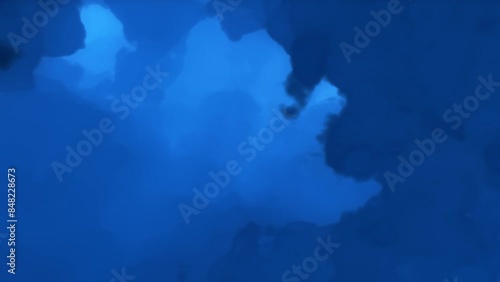 Space Nebula science astronomy background. Fly through large blue nebula. Starry outer space background. Nebula Space