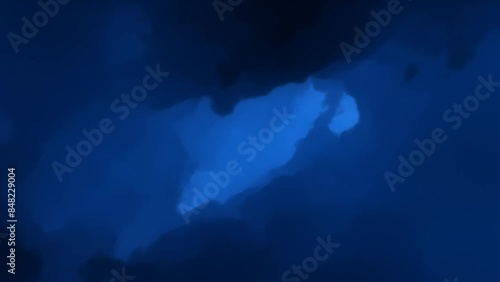 Space Nebula science astronomy background. Fly through large blue nebula. Starry outer space background. Nebula Space
