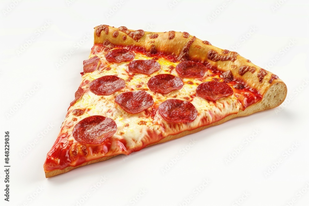 Classic Pepperoni Pizza Slice on White Background