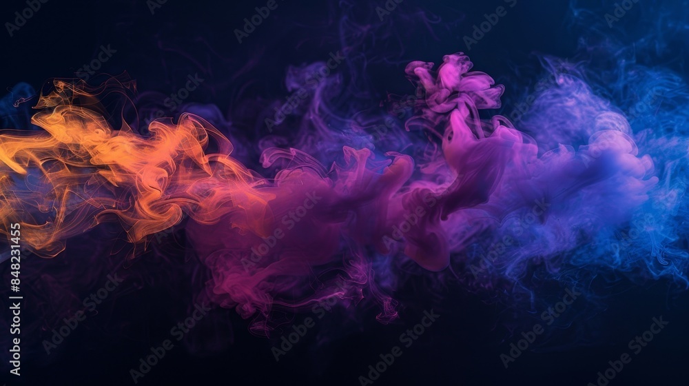 Abstract smoke, incense, or gas mockup with airborne fog or vapor mist in dark studio for magic or pollution concept. Abstract smoke, incense, or gas mockup with airborne fog or vapor mist in dark studio for magic or pollution concept.