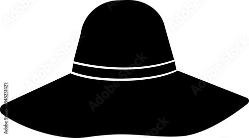 summer straw hat silhouette vector.
Flat women's straw hat  silhouette vector.