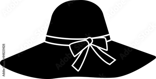 summer straw hat silhouette vector.
Flat women's straw hat  silhouette vector.