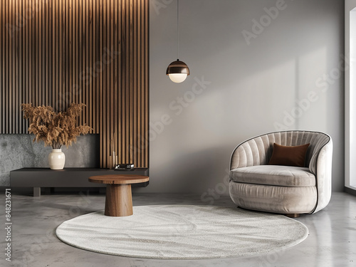 Panoramic bedroom interior reflects modern house design concepts