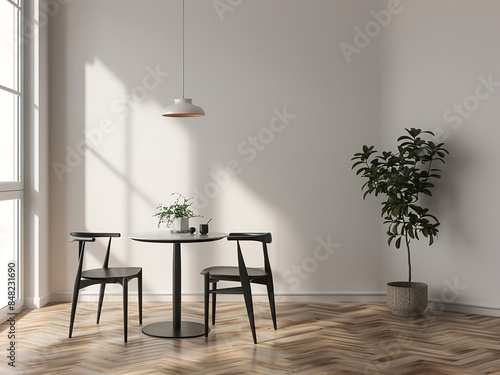 Modern living room corner includes green armchairs and a coffee table