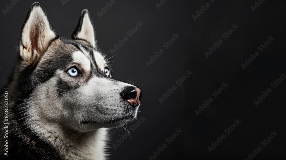 Fototapeta premium Portrait of a Husky dog over plain background