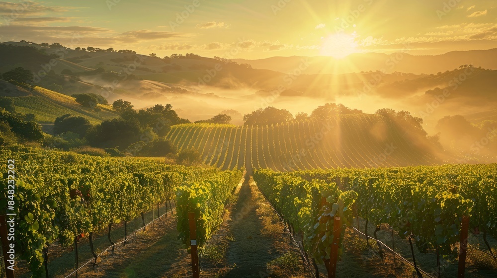 Fototapeta premium The vineyard at sunrise