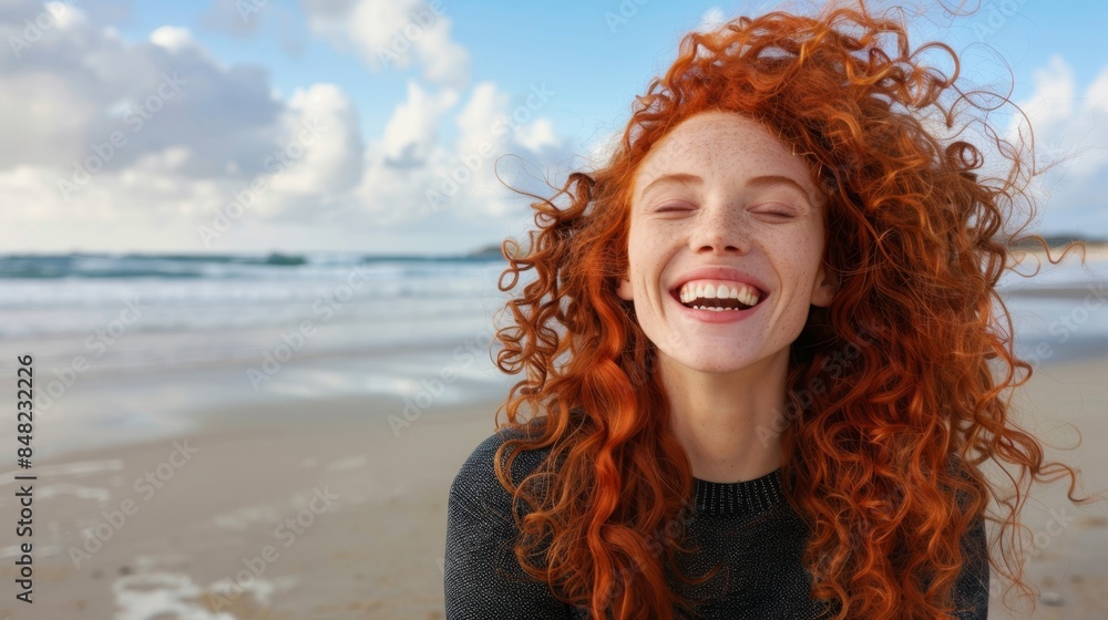 The smiling red-haired woman The smiling red-haired woman