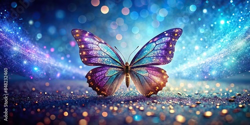 Beautiful sparkling butterfly with shimmering wings, butterfly, sparkles, glitter, wings, insect, nature, colorful, vibrant photo