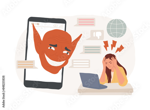 Internet trolling isolated concept vector illustration.